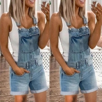 Mode High Waist Enge Passform Denim Latzhose