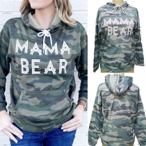 Fashion Camouflage Printed Long Sleeve Hooded Sweatshirt