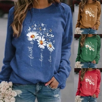 Fashion Long Sleeve Round Neck Printed Shirt