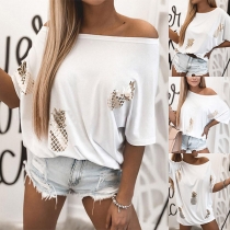 Casual Style Short Sleeve Round Neck Pineapple Printed T-shirt