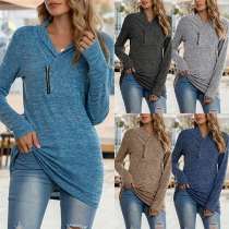 Fashion Long Sleeve V-neck Sweatshirt