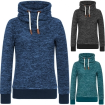 Fashion Long Sleeve High Collar Thin Plush Sweatshirt