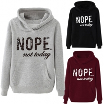 Fashion Letters Printed Long Sleeve Hooded Sweatshirt