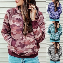 Kamouflage mönstrad långärmad hoodie