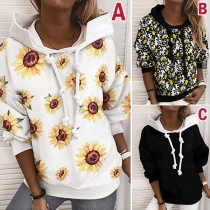 Fashion Hooded Long Sleeve Printed Sweartshirt