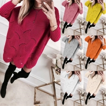 Fashion Long Sleeve Round Neck Loose Sweater Dress