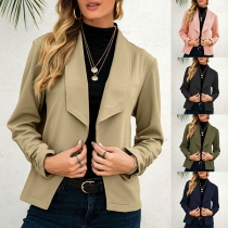 OL Style Long Sleeve Lapel Solid Color Blazer