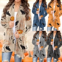 Fashion Long Sleeve Printed Cardigan