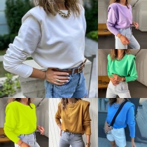 Casual Style Long Sleeve Round Neck Loose Sweatshirt