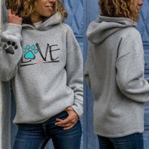 Casual Style Letters Printed Long Sleeve Hooded Sweatshirt