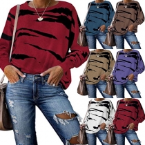 Fashion Tie-dye Printed Long Sleeve Round Neck Loose T-shirt