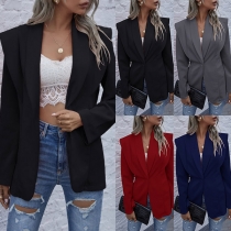 OL Style Long Sleeve Solid Color Slim Fit Blazer
