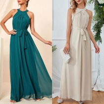 Sexy Strapless High Waist Solid Color Party Dress