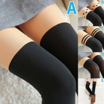 Fashion Contrast Color High Waist Plush Lining Leggings