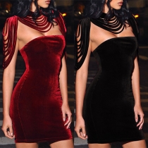 Sexy Backless Solid Color Slim Fit Party Dress