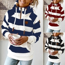 Långärmad randig hoodie i avslappnad stil