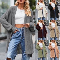Lösstickad enfärgad Dolman ärm cardigan