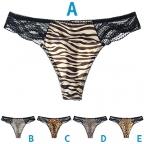 Sexy Lace Spliced Low-waist Printed T-back