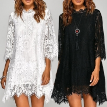 Fashion 3/4 Sleeve Round Neck Lace Dress