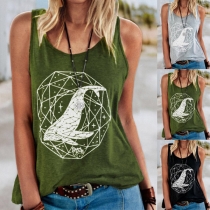 Cute Animal Printed Round Neck Tank Top