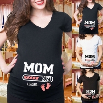 Simple Style Short Sleeve Letters Printed Couple T-shirt