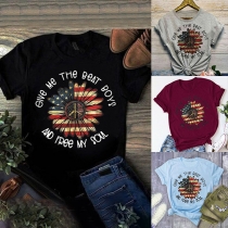 Casual Style Short Sleeve Round Neck Printed T-shirt