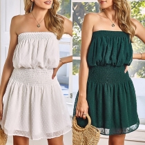 Sexy Strapless High Waist Solid Color Dress