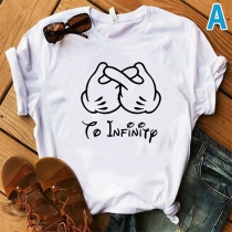 Casual Style Short Sleeve Round Neck Letters Gesture Printed T-shirt