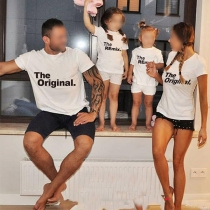 Casual Style Short Sleeve Round Neck Letters Printed Parent-child T-shirt