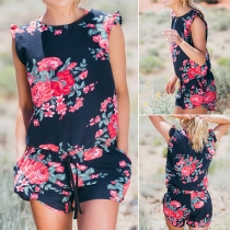 Fashion Sleeveless Round Neck Parent-child Printed Romper