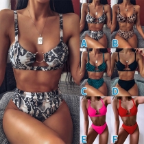 Sexy High Waist Leopard/Serpentine Printed Push-up Bikini Set