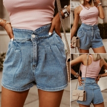 Fashion High Waist Cigarette Leg Denim Short
