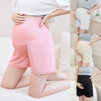 Fashion High Waist Solid Color Shorts for Pregnant Woman