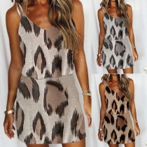 Sexy V-neck Leopard Printed Loose Sling Dress