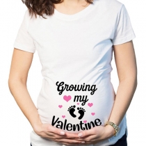 Casual Style Letters Printed Short Sleeve Round Neck Maternity T-shirt