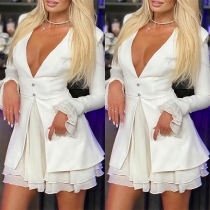 Sexy Dep V-neck Long Sleeve High Waist Slim Fit Party Dress