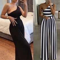 Sexy One-shoulder Sleeveless High Waist Jumpsuit