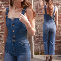Sexy Backless High Waist Slim Fit Sling Denim Jumpsuit