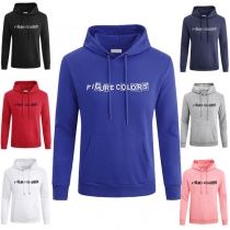 Casual Style Long Sleeve Hooded Letters Printed Hoodie Sweatshirt