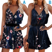 Sexy Backless V-neck Printed Sling Dress