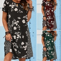 Fresh Style Short Sleeve Round Neck Loose Printed Dress