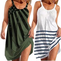 Casual Style Printed Printed Sling Dress