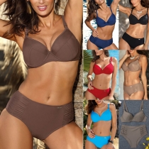 Sexy High Waist Solid Color Push-up Bikini Set