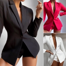 OL Style Long Sleeve Slim Fit Blazer + Shorts Two-piece Set