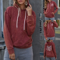 Casual Style Long Sleeve Hooded Rose Pattern Hooded Sweatshirt