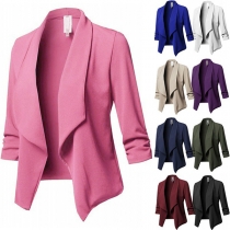 OL Stil Långärmad Kraglös Enfärgad Slim Fit Kavaj