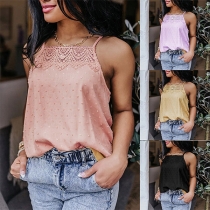 Sexy Lace Spliced Solid Color Loose Sling Top