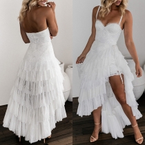 Sexy Backless Slim Fit Sling Dress + Irregular Hem Skirt Two-piece Set