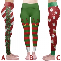 Cute Christmas Printed High Waist Stretch Sports Leggings
