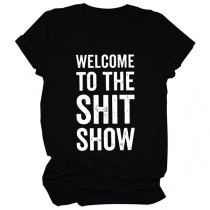 Fashion Letters Printed Short Sleeve Round Neck Loose T-shirt